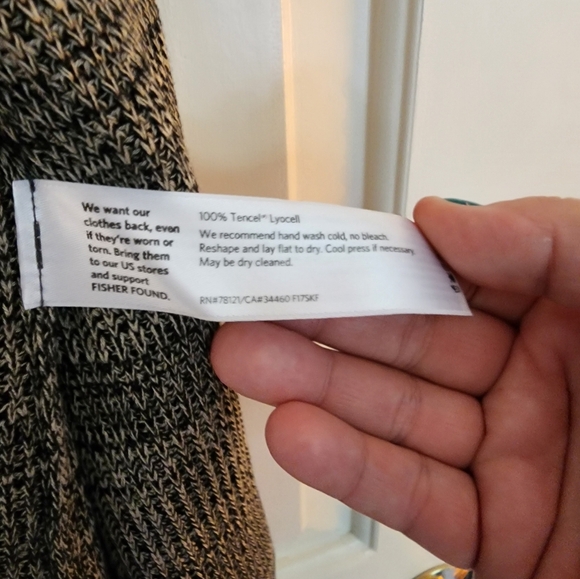 Eileen Fisher Tencel Kimono Cardiagan Size S/M Tan&black Short Sleeve Knit - Picture 6 of 9